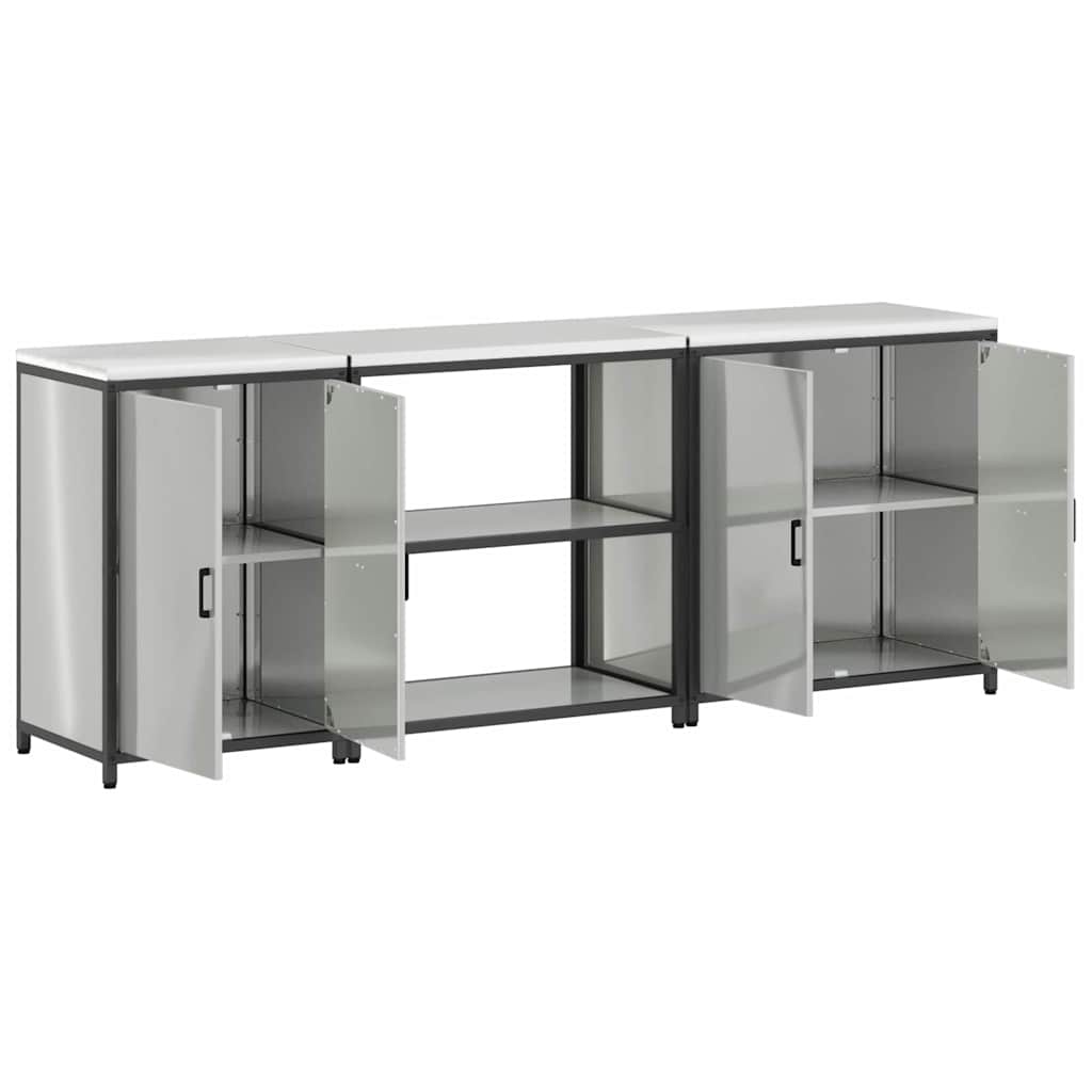 Keuken Opslag Set met plank Anders met opslag met de deur 3 pcs Zilver 210 x 50 x 92 cm