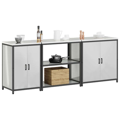 Keuken Opslag Set met plank Anders met opslag met de deur 3 pcs Zilver 210 x 50 x 92 cm