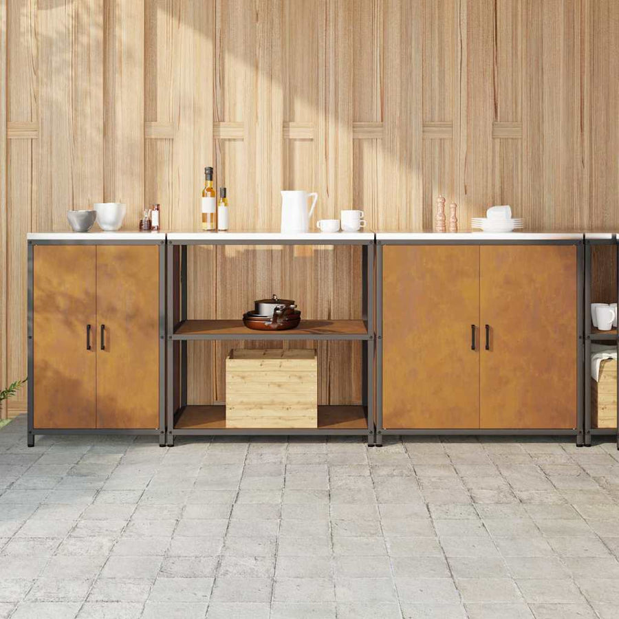 Keuken Opslag Set 3 pcs Roestig 210 x 50 x 92 cm Cortenstaal