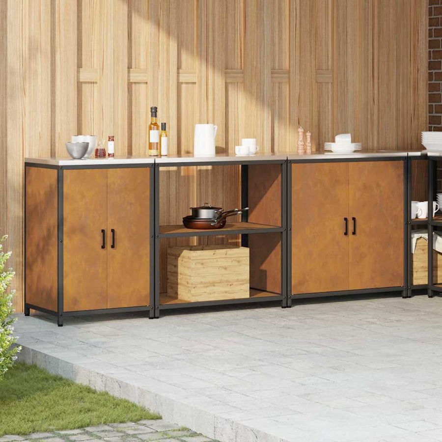 Keuken Opslag Set 3 pcs Roestig 210 x 50 x 92 cm Cortenstaal