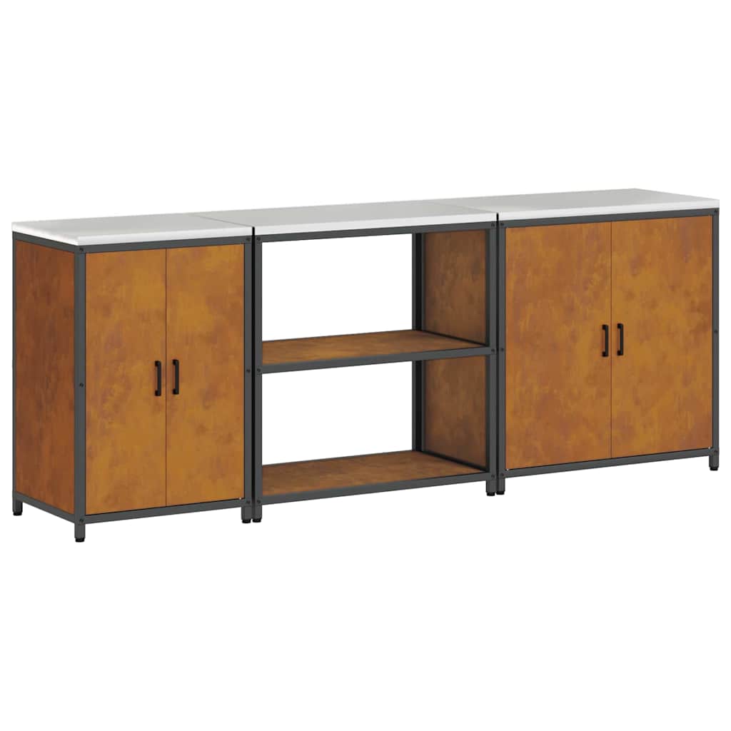 Keuken Opslag Set 3 pcs Roestig 210 x 50 x 92 cm Cortenstaal