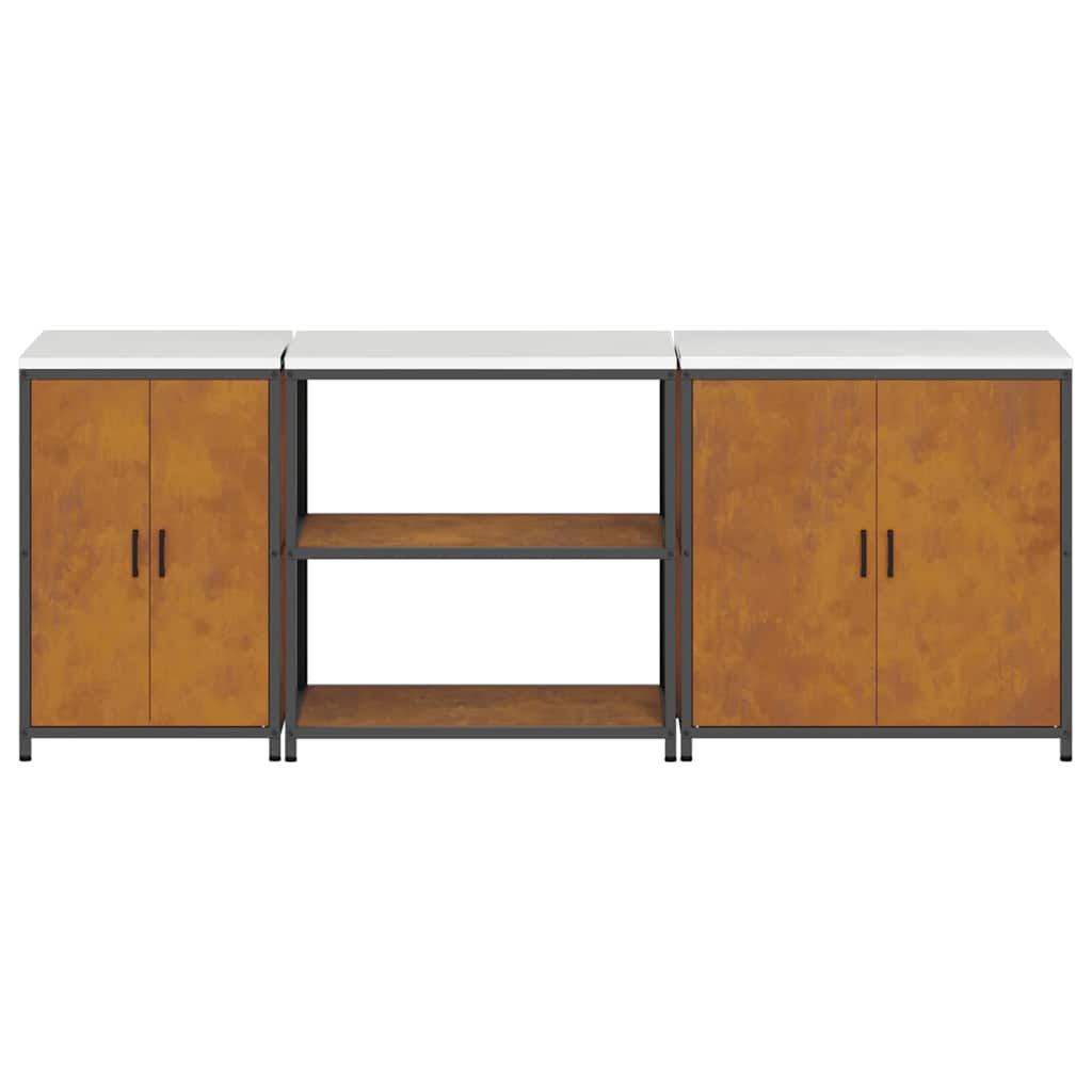Keuken Opslag Set 3 pcs Roestig 210 x 50 x 92 cm Cortenstaal