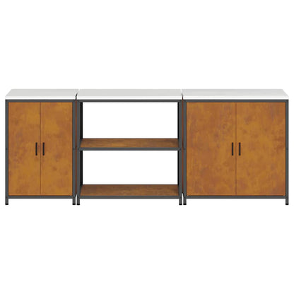 Keuken Opslag Set 3 pcs Roestig 210 x 50 x 92 cm Cortenstaal