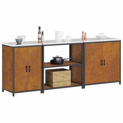 Keuken Opslag Set 3 pcs Roestig 210 x 50 x 92 cm Cortenstaal