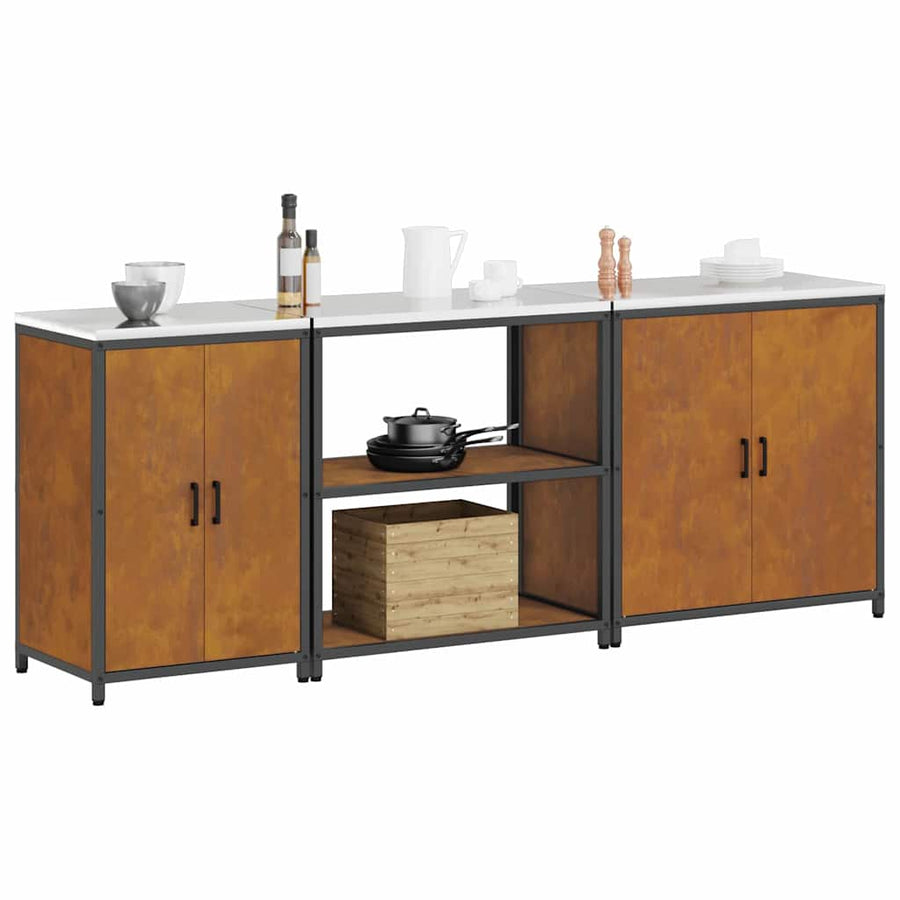Keuken Opslag Set 3 pcs Roestig 210 x 50 x 92 cm Cortenstaal