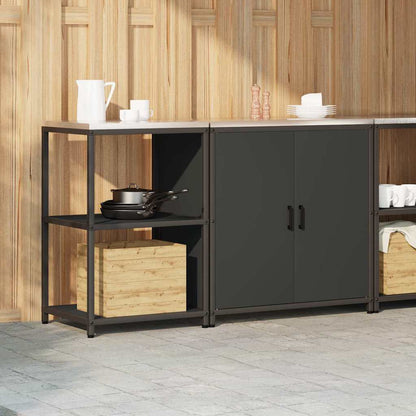 Keukenopslag set 2 pcs Zwart 150 x 50 x 92 cm Koudgewalst staal