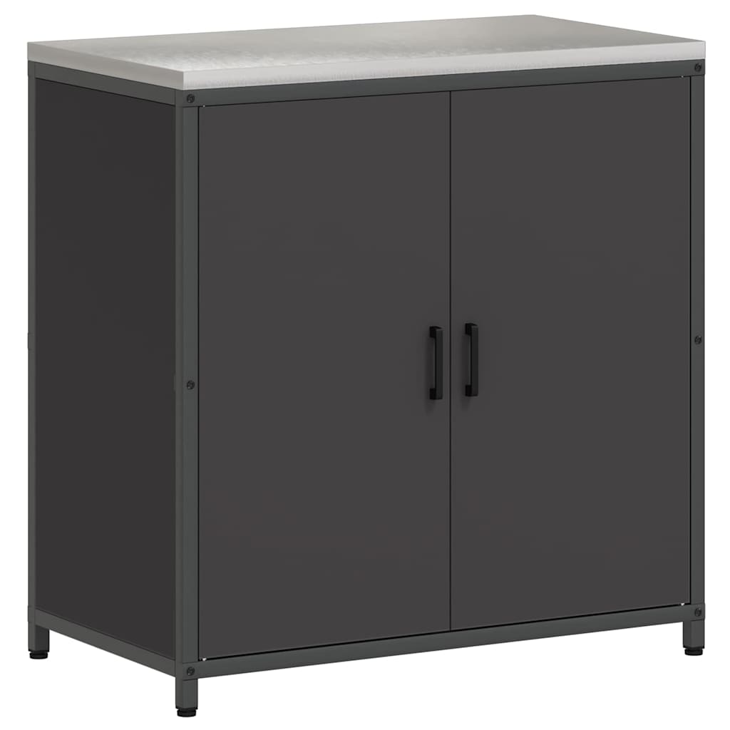 Keukenopslag set 2 pcs Zwart 150 x 50 x 92 cm Koudgewalst staal