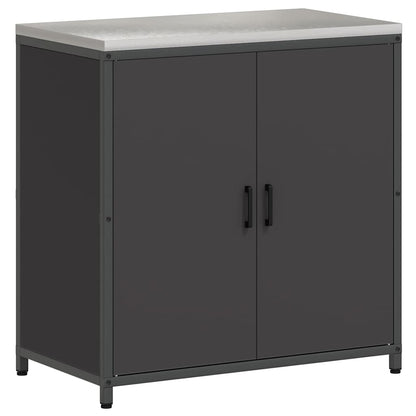 Keukenopslag set 2 pcs Zwart 150 x 50 x 92 cm Koudgewalst staal
