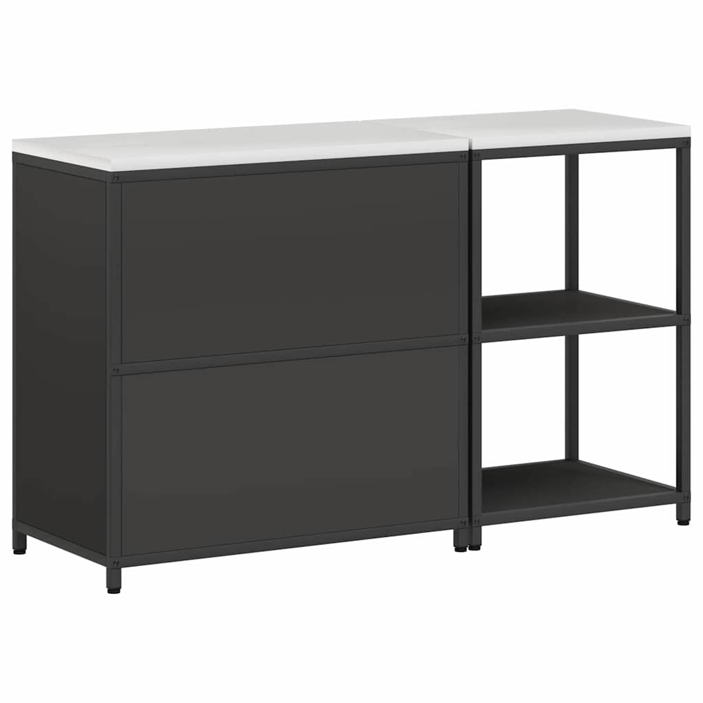 Keukenopslag set 2 pcs Zwart 150 x 50 x 92 cm Koudgewalst staal