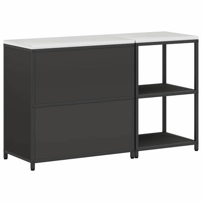 Keukenopslag set 2 pcs Zwart 150 x 50 x 92 cm Koudgewalst staal