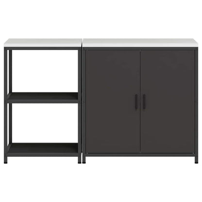 Keukenopslag set 2 pcs Zwart 150 x 50 x 92 cm Koudgewalst staal