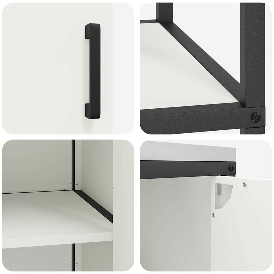 Keukenopslag set 2 pcs Wit 150 x 50 x 92 cm Koudgewalst staal