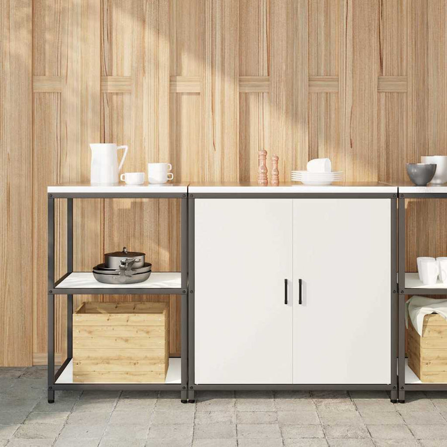 Keukenopslag set 2 pcs Wit 150 x 50 x 92 cm Koudgewalst staal