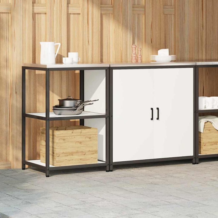Keukenopslag set 2 pcs Wit 150 x 50 x 92 cm Koudgewalst staal
