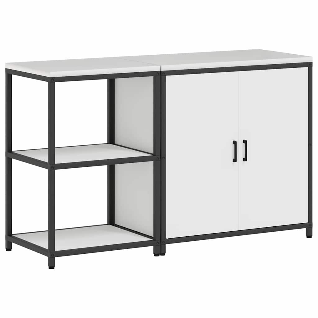 Keukenopslag set 2 pcs Wit 150 x 50 x 92 cm Koudgewalst staal