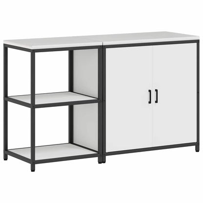 Keukenopslag set 2 pcs Wit 150 x 50 x 92 cm Koudgewalst staal
