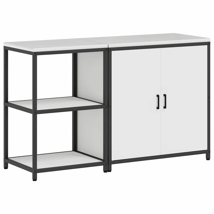 Keukenopslag set 2 pcs Wit 150 x 50 x 92 cm Koudgewalst staal