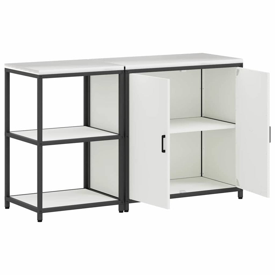 Keukenopslag set 2 pcs Wit 150 x 50 x 92 cm Koudgewalst staal
