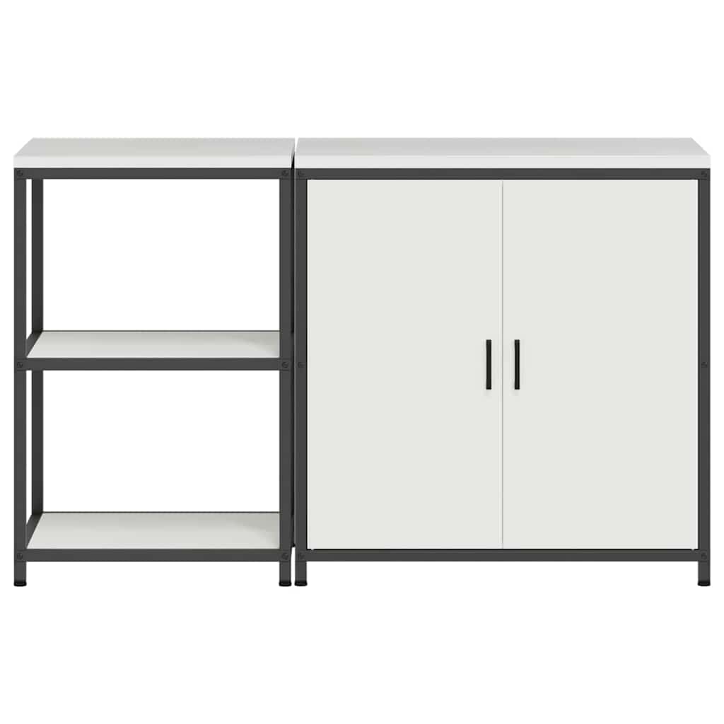 Keukenopslag set 2 pcs Wit 150 x 50 x 92 cm Koudgewalst staal