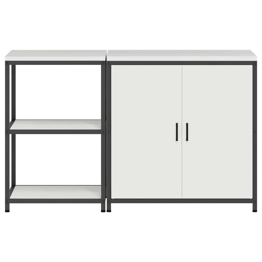 Keukenopslag set 2 pcs Wit 150 x 50 x 92 cm Koudgewalst staal