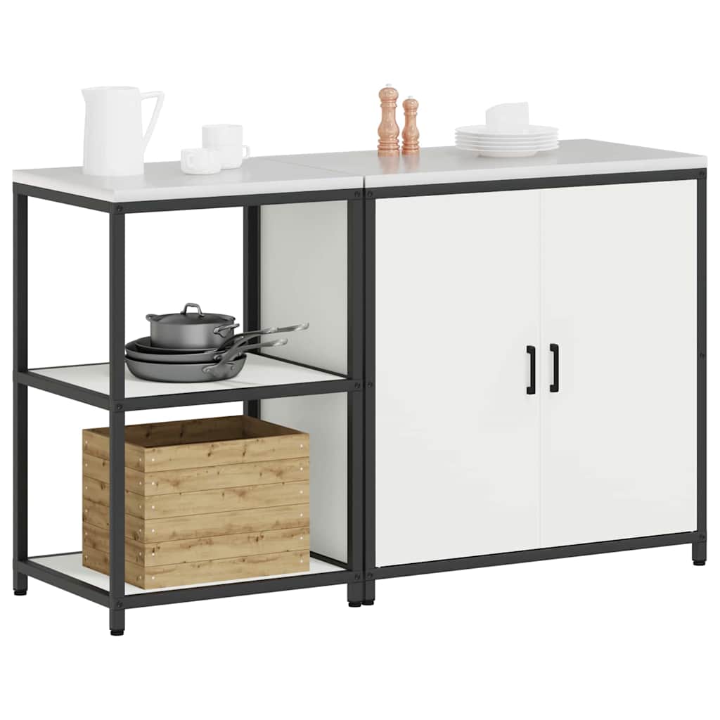 Keukenopslag set 2 pcs Wit 150 x 50 x 92 cm Koudgewalst staal