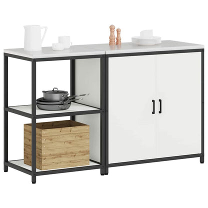 Keukenopslag set 2 pcs Wit 150 x 50 x 92 cm Koudgewalst staal