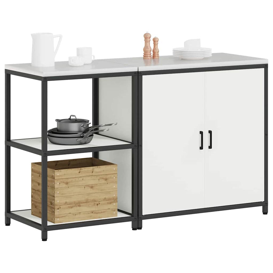 Keukenopslag set 2 pcs Wit 150 x 50 x 92 cm Koudgewalst staal