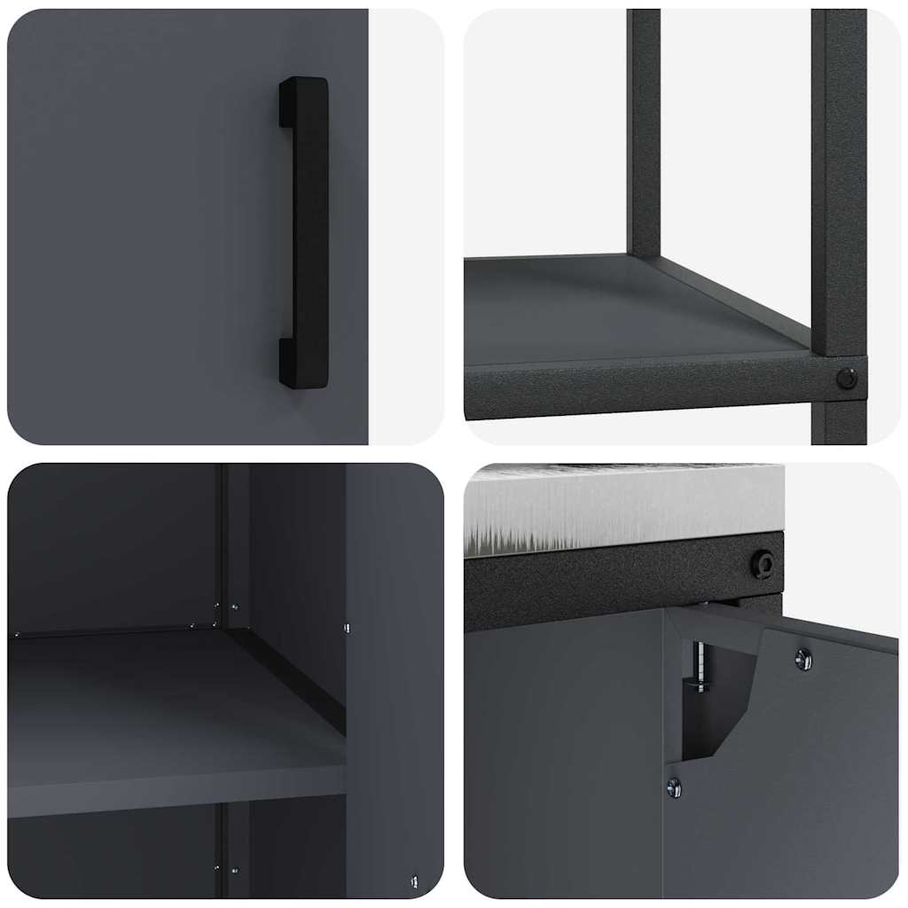 Keukenopslag set met plank met opslag met de deur Verstelbaar 2 pcs Antraciet 150 x 50 x 92 cm