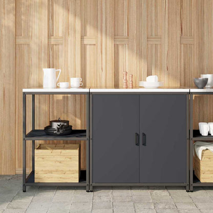Keukenopslag set met plank met opslag met de deur Verstelbaar 2 pcs Antraciet 150 x 50 x 92 cm