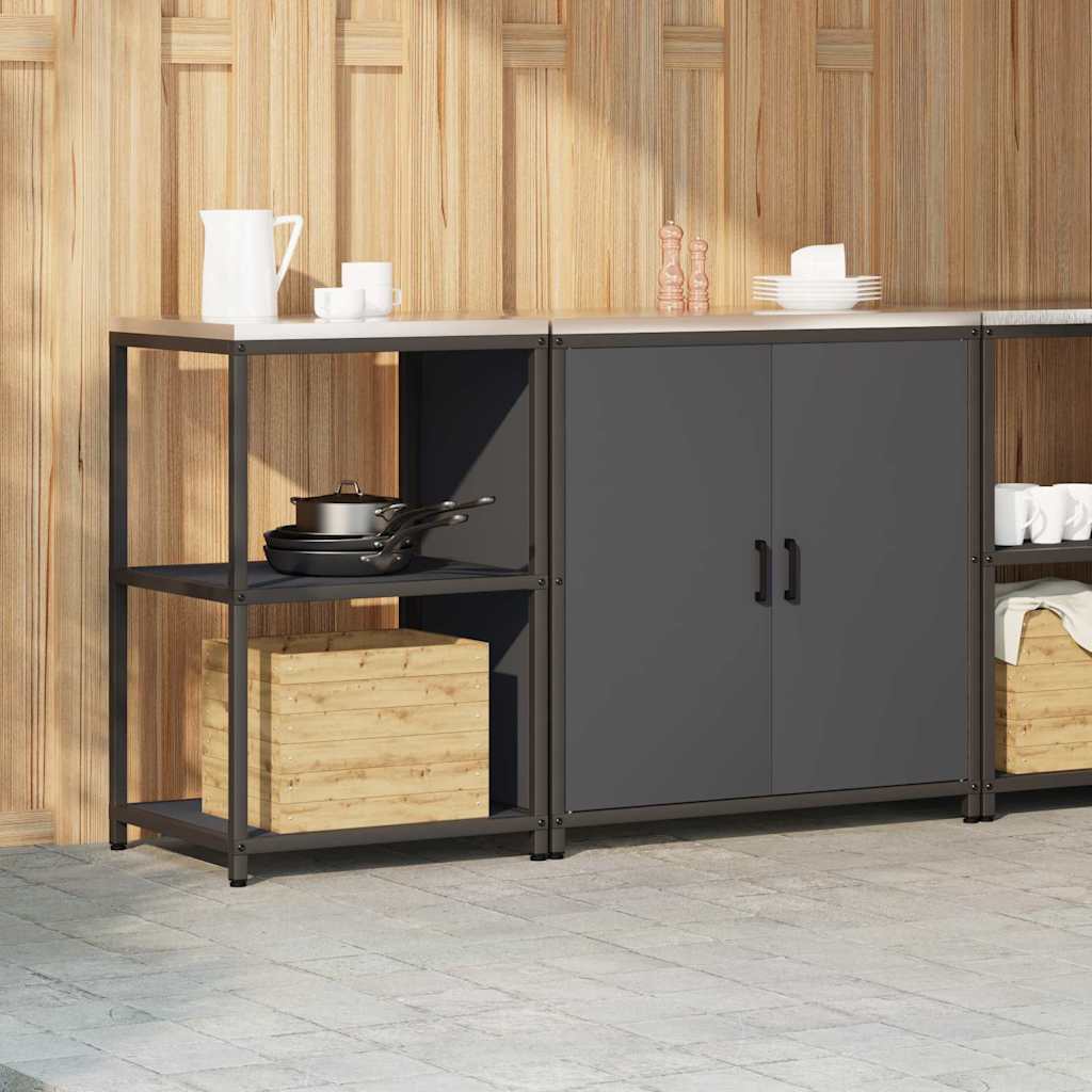 Keukenopslag set met plank met opslag met de deur Verstelbaar 2 pcs Antraciet 150 x 50 x 92 cm