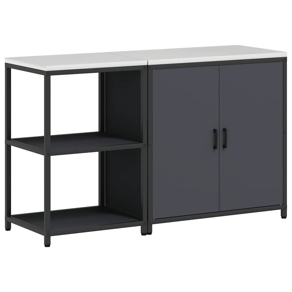 Keukenopslag set met plank met opslag met de deur Verstelbaar 2 pcs Antraciet 150 x 50 x 92 cm