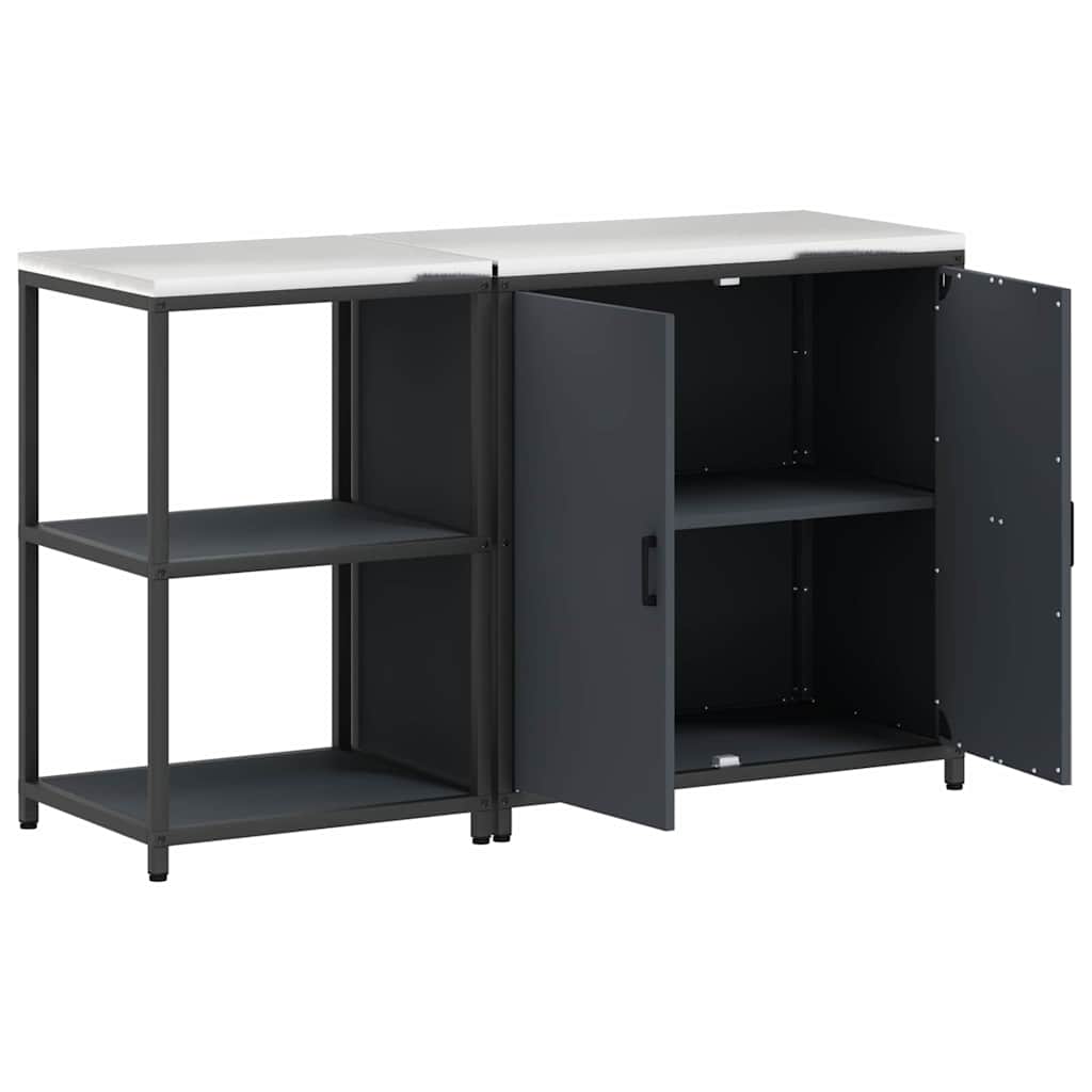 Keukenopslag set met plank met opslag met de deur Verstelbaar 2 pcs Antraciet 150 x 50 x 92 cm