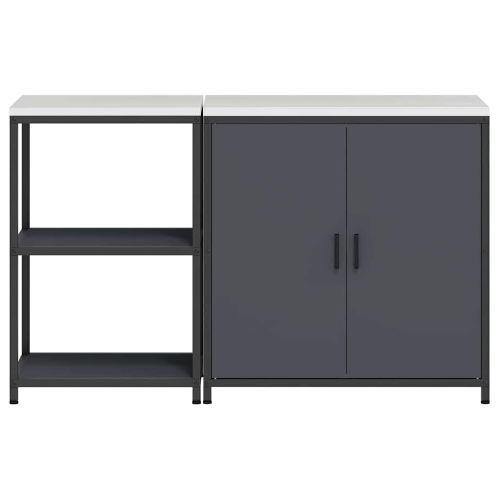 Keukenopslag set met plank met opslag met de deur Verstelbaar 2 pcs Antraciet 150 x 50 x 92 cm
