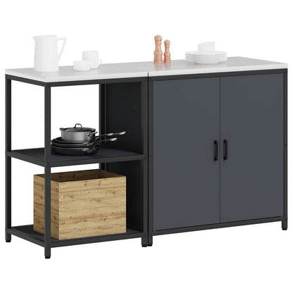Keukenopslag set met plank met opslag met de deur Verstelbaar 2 pcs Antraciet 150 x 50 x 92 cm