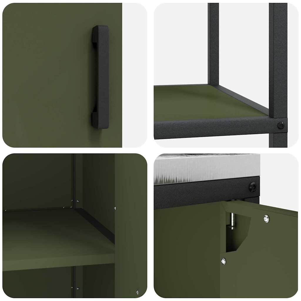 Keukenopslag set met plank met opslag met de deur Verstelbaar 2 pcs Olijf Groen 150 x 50 x 92 cm