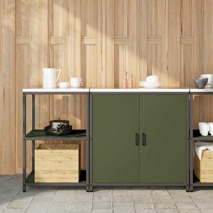 Keukenopslag set met plank met opslag met de deur Verstelbaar 2 pcs Olijf Groen 150 x 50 x 92 cm