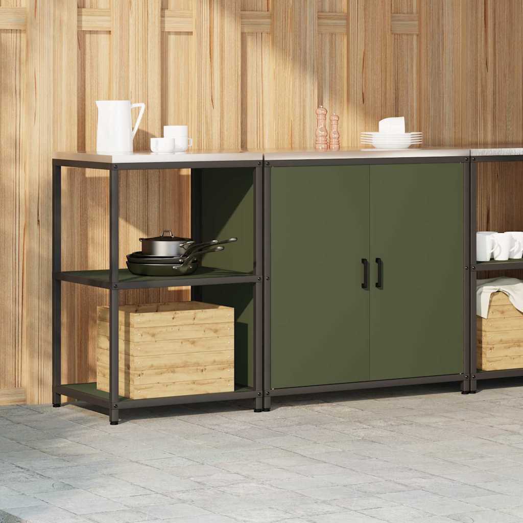 Keukenopslag set met plank met opslag met de deur Verstelbaar 2 pcs Olijf Groen 150 x 50 x 92 cm