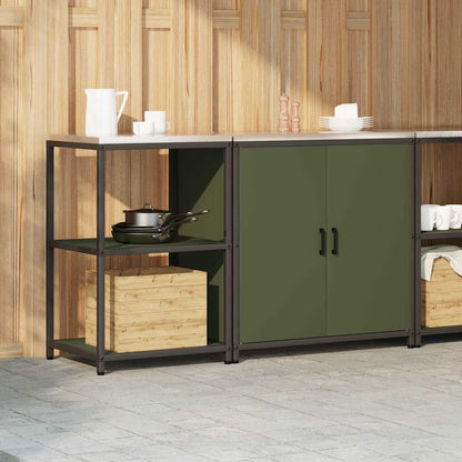 Keukenopslag set met plank met opslag met de deur Verstelbaar 2 pcs Olijf Groen 150 x 50 x 92 cm