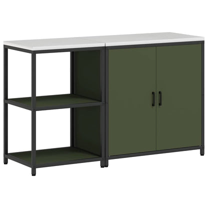 Keukenopslag set met plank met opslag met de deur Verstelbaar 2 pcs Olijf Groen 150 x 50 x 92 cm