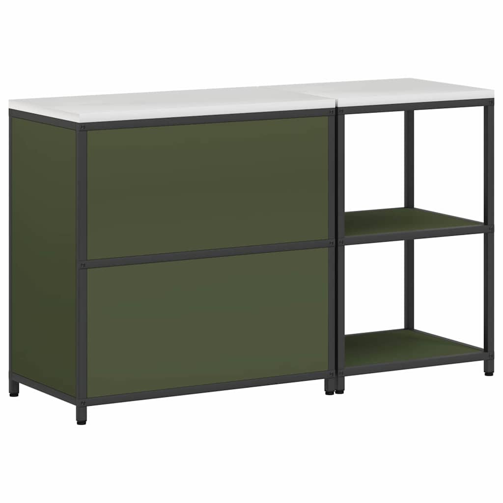 Keukenopslag set met plank met opslag met de deur Verstelbaar 2 pcs Olijf Groen 150 x 50 x 92 cm