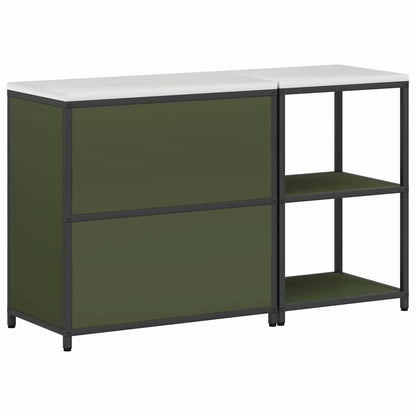 Keukenopslag set met plank met opslag met de deur Verstelbaar 2 pcs Olijf Groen 150 x 50 x 92 cm