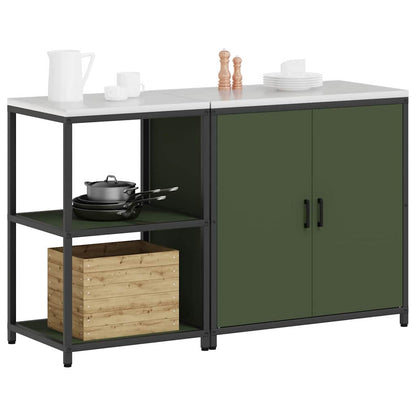 Keukenopslag set met plank met opslag met de deur Verstelbaar 2 pcs Olijf Groen 150 x 50 x 92 cm