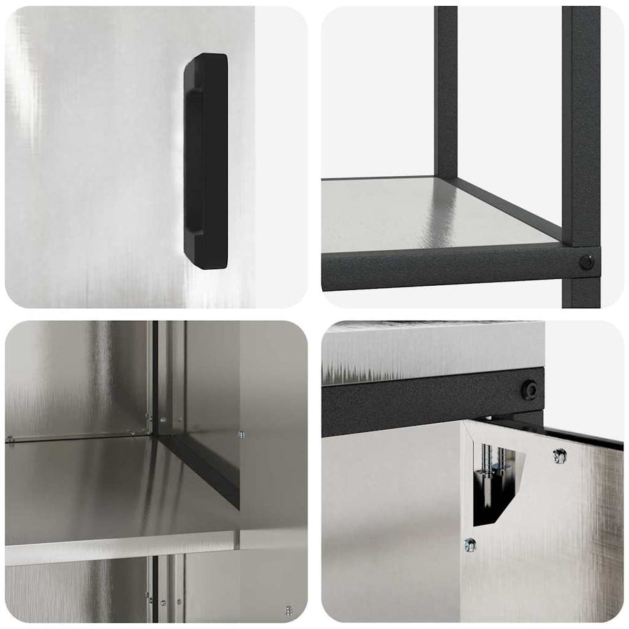 Keukenopslag set 2 pcs Zilver 150 x 50 x 92 cm Roestvrij staal