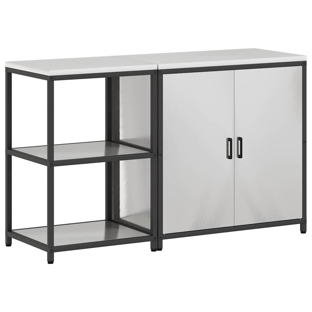 Keukenopslag set 2 pcs Zilver 150 x 50 x 92 cm Roestvrij staal