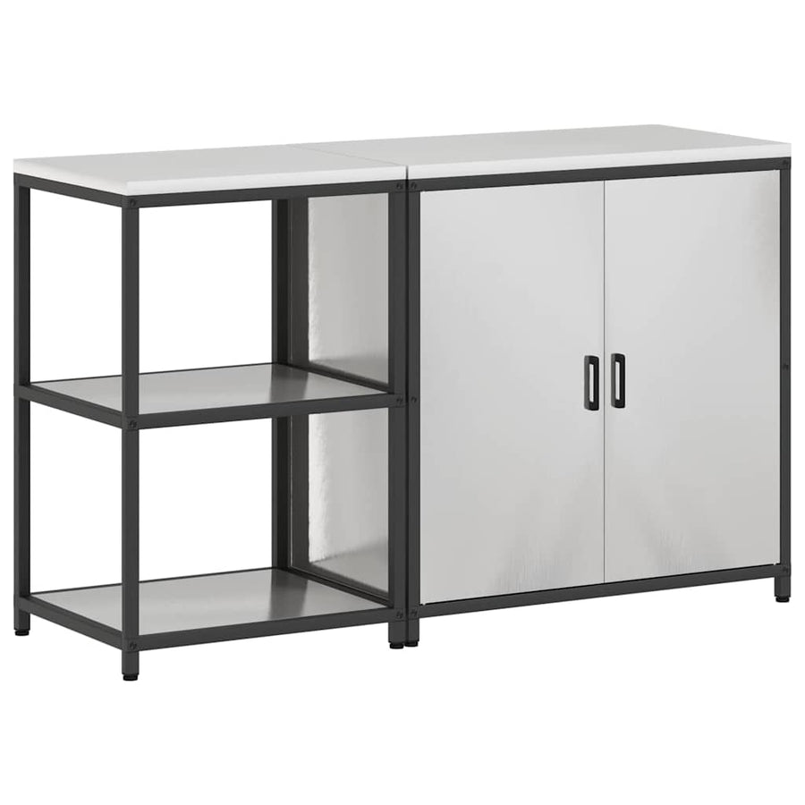 Keukenopslag set 2 pcs Zilver 150 x 50 x 92 cm Roestvrij staal