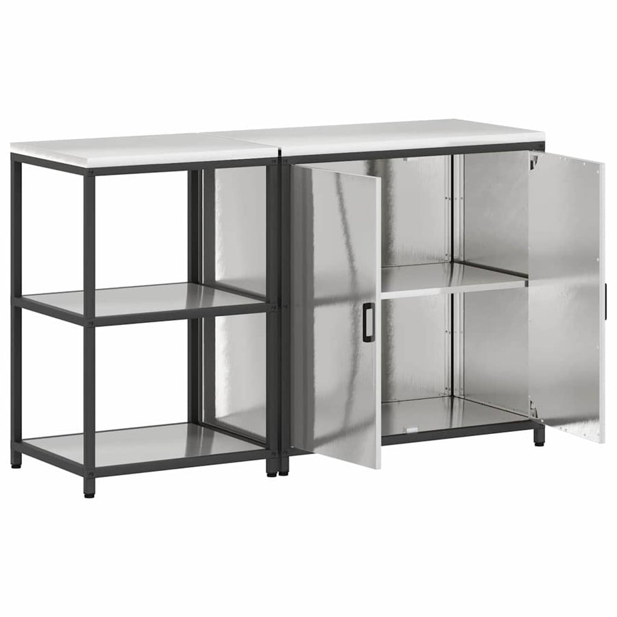 Keukenopslag set 2 pcs Zilver 150 x 50 x 92 cm Roestvrij staal