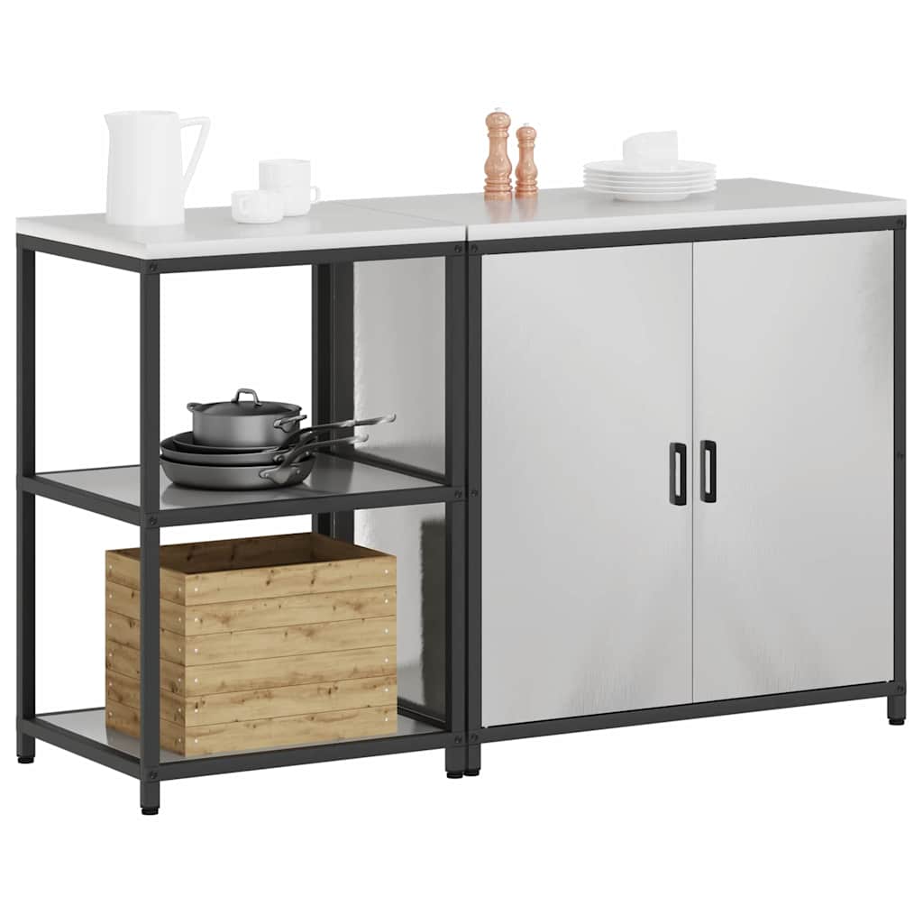Keukenopslag set 2 pcs Zilver 150 x 50 x 92 cm Roestvrij staal