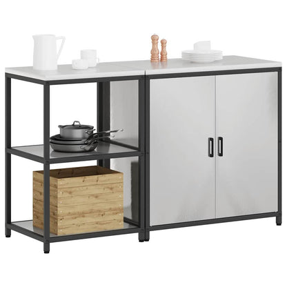 Keukenopslag set 2 pcs Zilver 150 x 50 x 92 cm Roestvrij staal