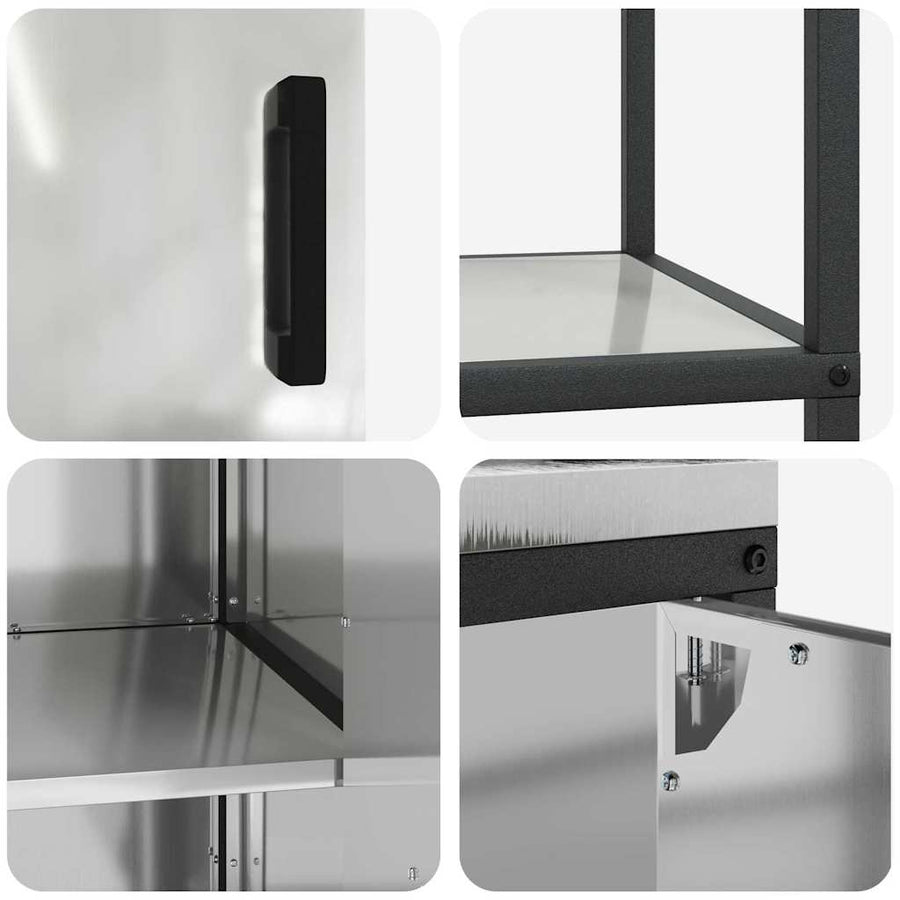 Keukenopslag set met plank met opslag met de deur Verstelbaar 2 pcs Zilver 150 x 50 x 92 cm