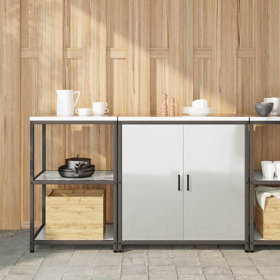 Keukenopslag set met plank met opslag met de deur Verstelbaar 2 pcs Zilver 150 x 50 x 92 cm